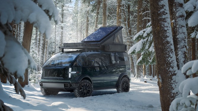 Canoo Pickup Truck Exterior with camper top
