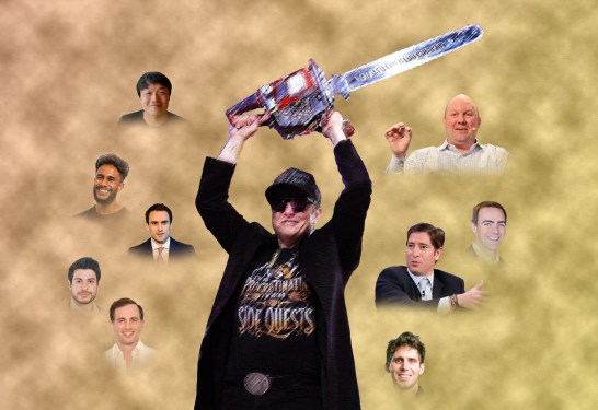 Elon Musk wielding a chainsaw