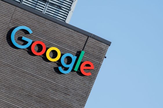 The Google logo and lettering can be seen on the facade of the company's Munich headquarters.